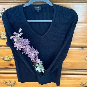 Talbots Cable Knit Cotton V-Neck - S